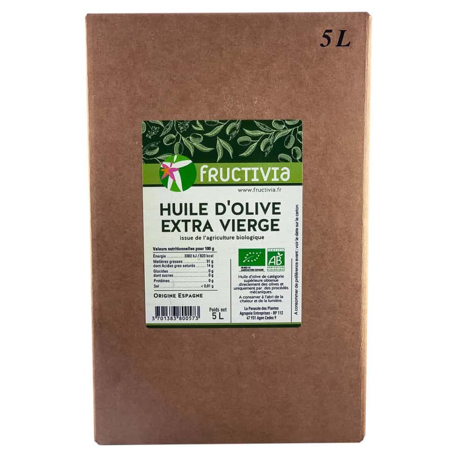Huile d'Olive extra vierge Bio - 5 litres en Bag in Box