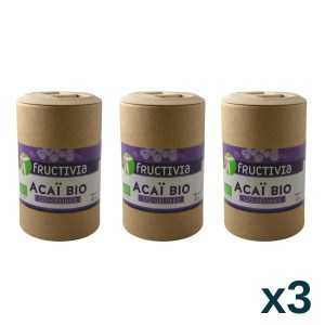 Lot de 3 pots d'açaï Bio 120 gélules de 250 mg - pack 3 mois