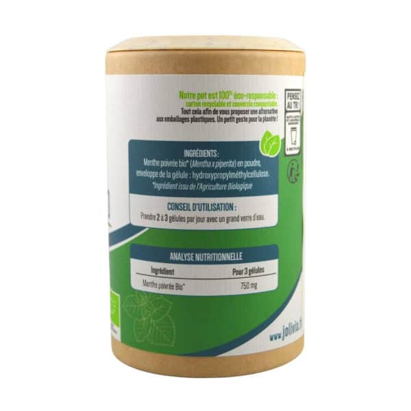 Menthe poivrée Bio - 200 gélules de 250 mg