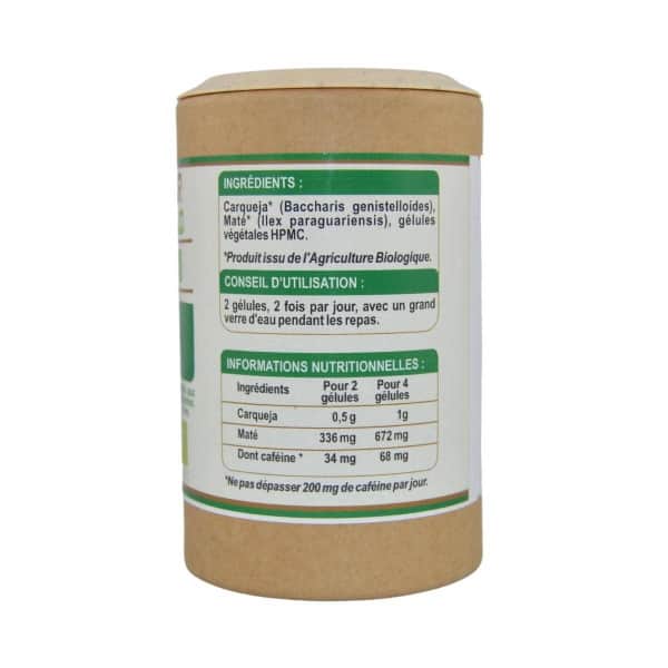 Carqueja et Maté Bio - 120 gélules de 668 mg
