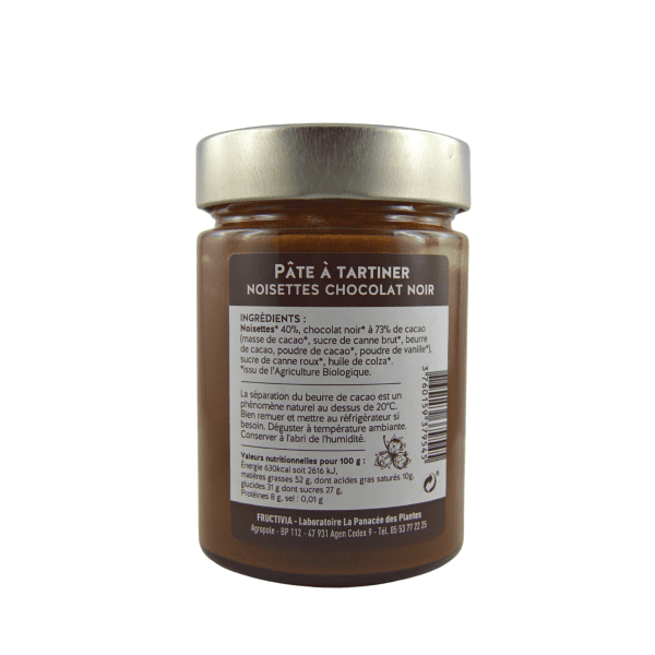 Pâte à tartiner noisettes chocolat noir Bio - 300 g