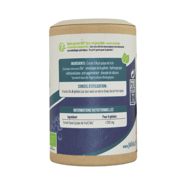 Açaï Bio - 200 gélules végétales de 300 mg