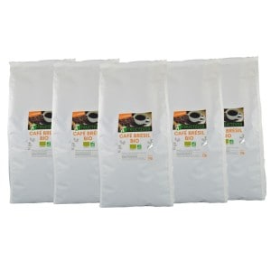 Café Bio en grains - Brésil - Lot 5 x 1kg