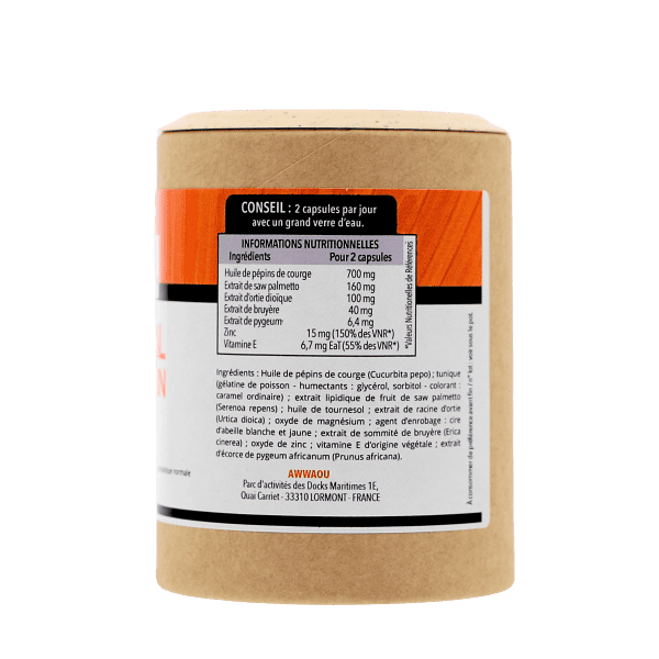 Courge, Saw palmetto, Ortie et Zinc - 180 capsules