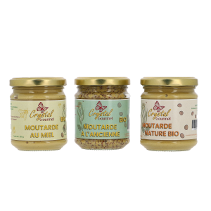 Lot de 3 Moutardes Bio : nature, à l'ancienne et au miel