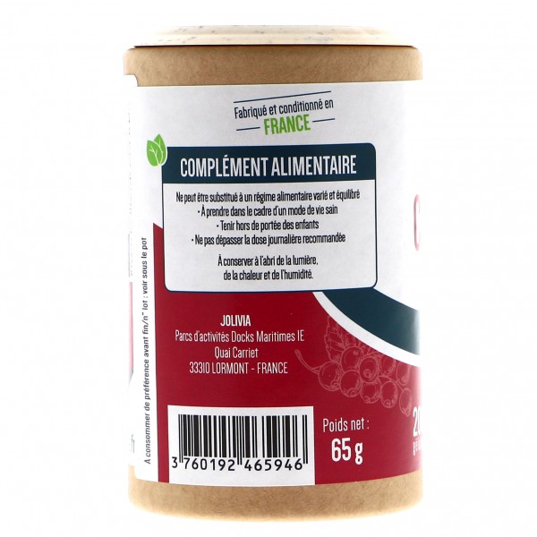 Cassis Bio - 200 gélules végétales de 250 mg