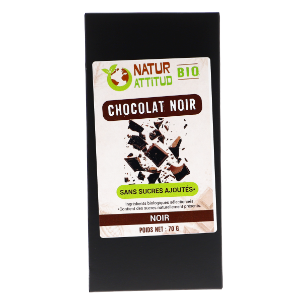 Lot de 10 - Chocolat Noir BIO Sans Sucres Ajoutés (au Xylitol) - 10 x 70 g - Natur'Attitud
