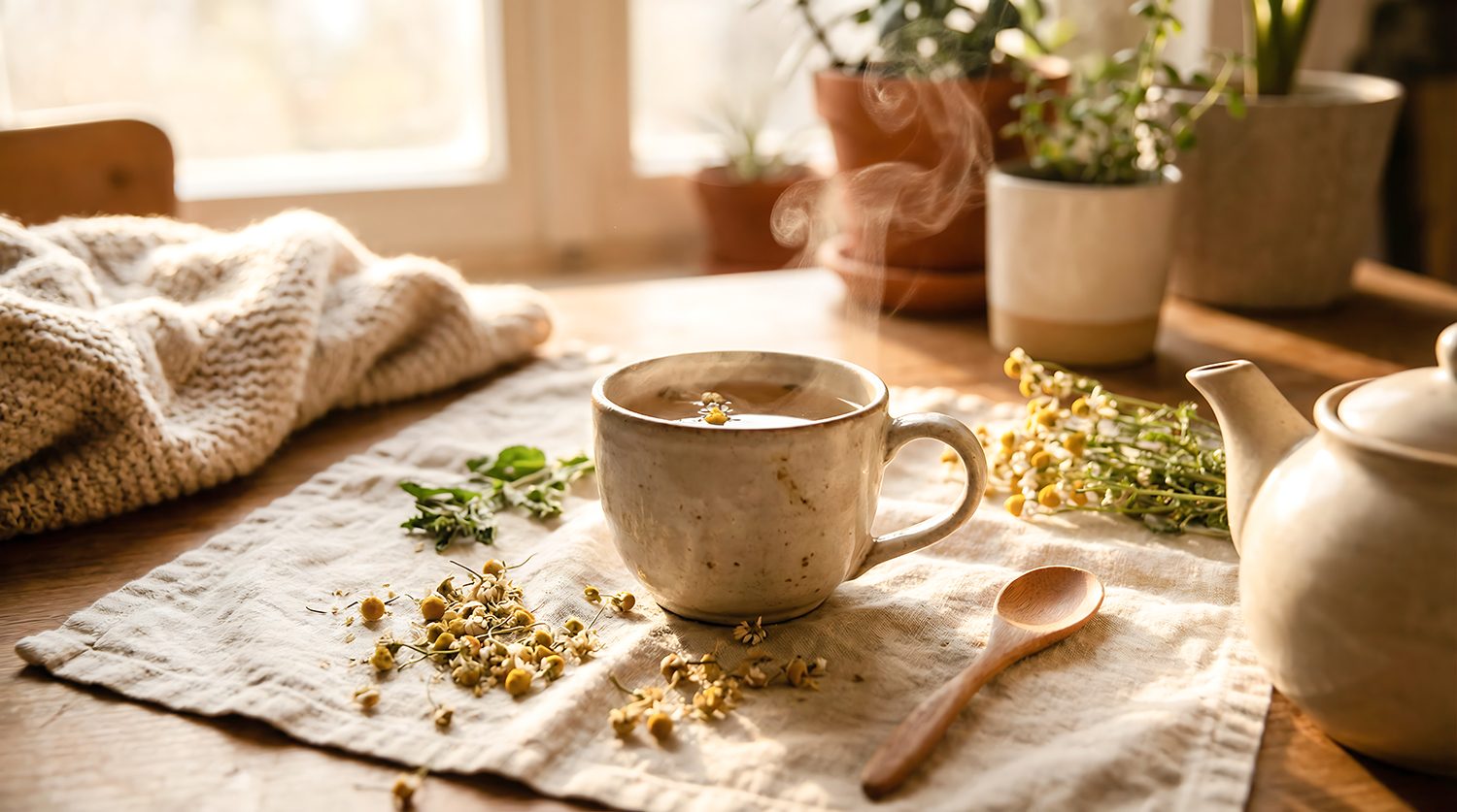 Infusettes de tisane en sachets, plantes coupées prêtes à infuser